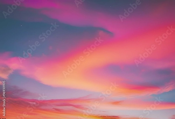 Fototapeta The purple sky reflects unusual clouds at dusk, creating a striking and captivating evening scene.
