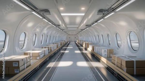 Obraz Cargo Plane Interior with Packages.