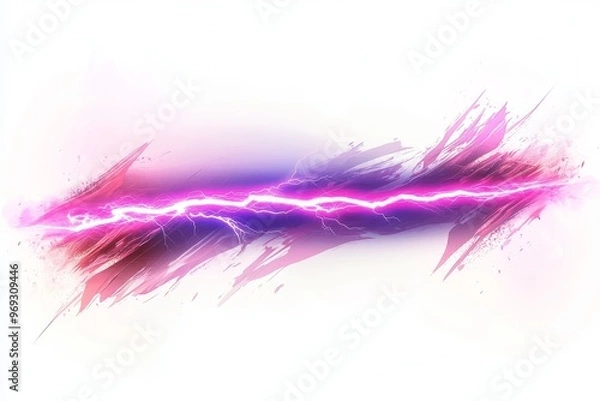 Fototapeta Abstract Pink Lightning Strike on White Background