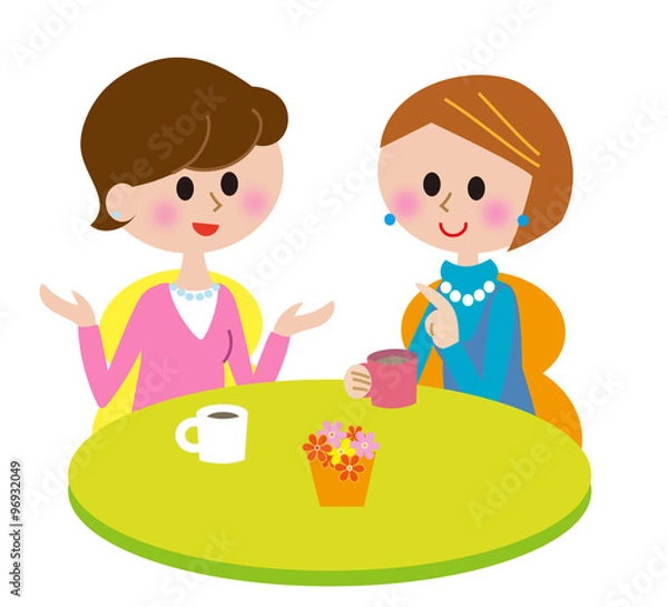 Fototapeta 若い女性　会話　カフェ