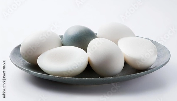 Obraz Chinese Food, Salted Duck Egg on white background isolated.