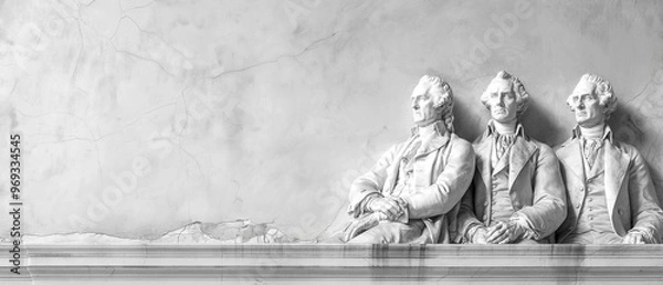 Obraz U.S. National Monuments, Constitution Theme, Blank Space for Text