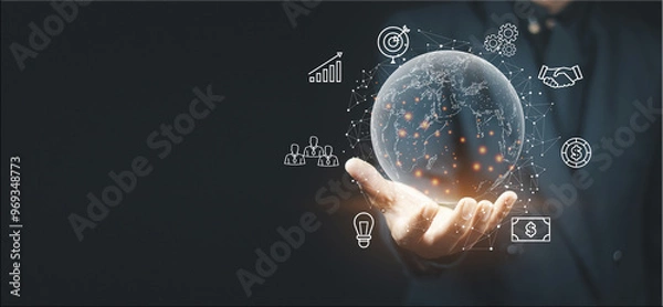 Fototapeta hand pushing a button on a touch screen interface