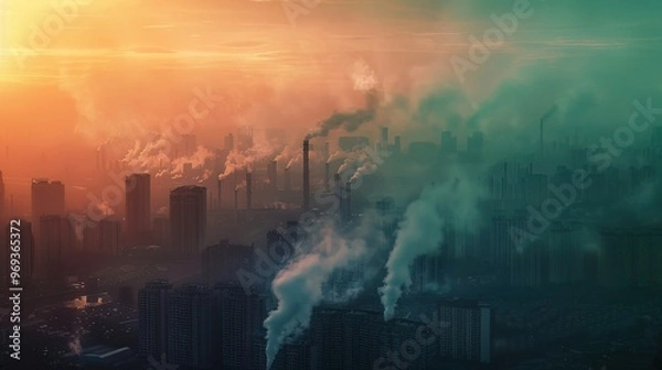 Fototapeta PM 25 shadow over the city, with tech solutions and streamers leading the fight for health