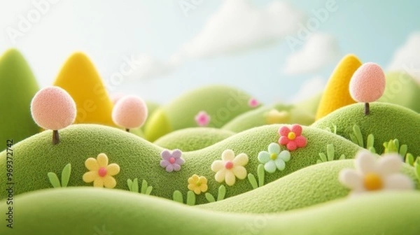Obraz wool felt style spring flower plant design background