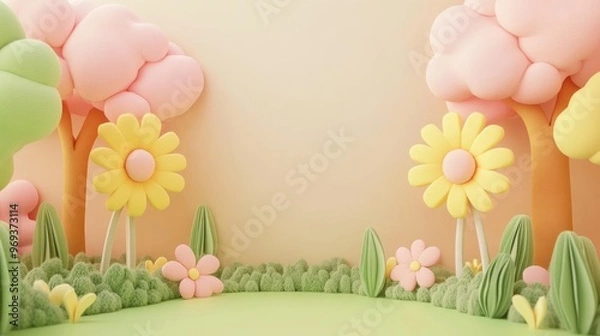 Obraz wool felt style spring flower plant design background
