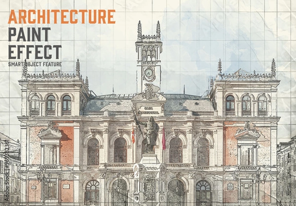 Fototapeta Architecture Paint Effect with Generative AI
