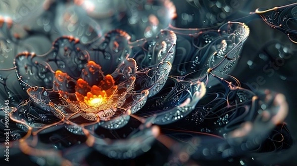 Obraz Intricate 3D Geometric Flower Art: A Fusion of Shapes and Elegance
