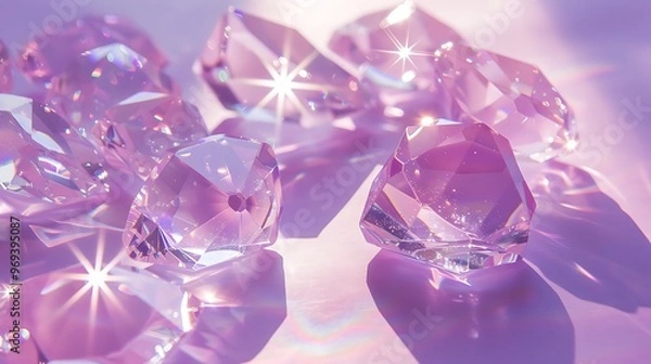 Fototapeta Knowledge jewels set in soothing sun light on a violet surface