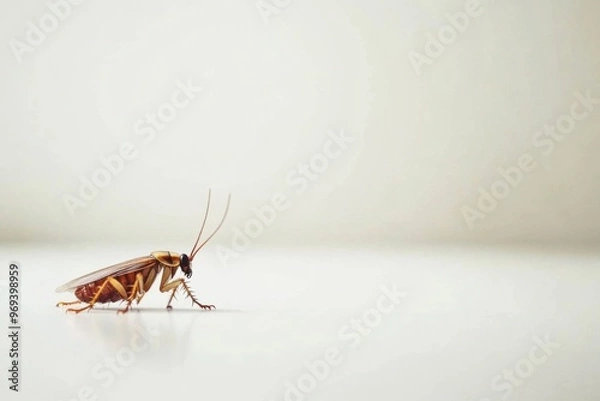 Fototapeta White background with a dead cockroach