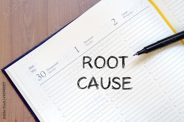 Fototapeta Root cause write on notebook