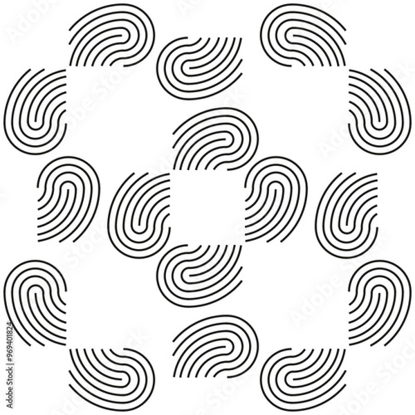 Fototapeta Fingerprint pattern Black and  White 