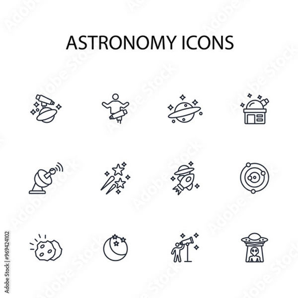 Fototapeta Astronomy icon set.vector.Editable stroke.linear style sign for use web design,logo.Symbol illustration.