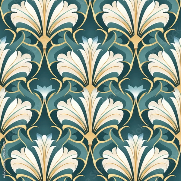 Fototapeta A bright and seamless floral pattern featuring vintage-inspired , tile seamless pattern ,Generated By Ai