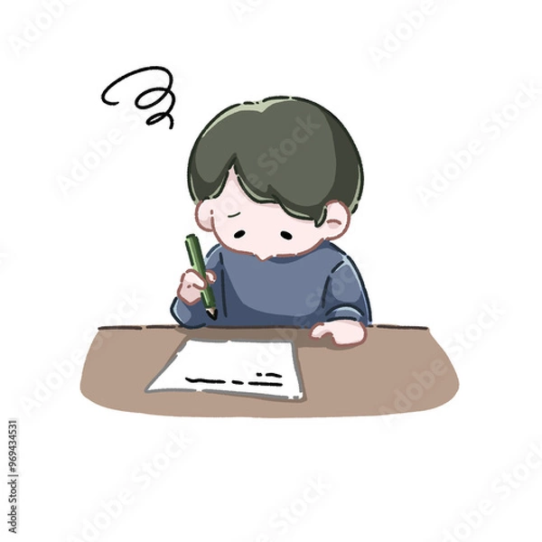 Fototapeta 頑張って勉強する男の子