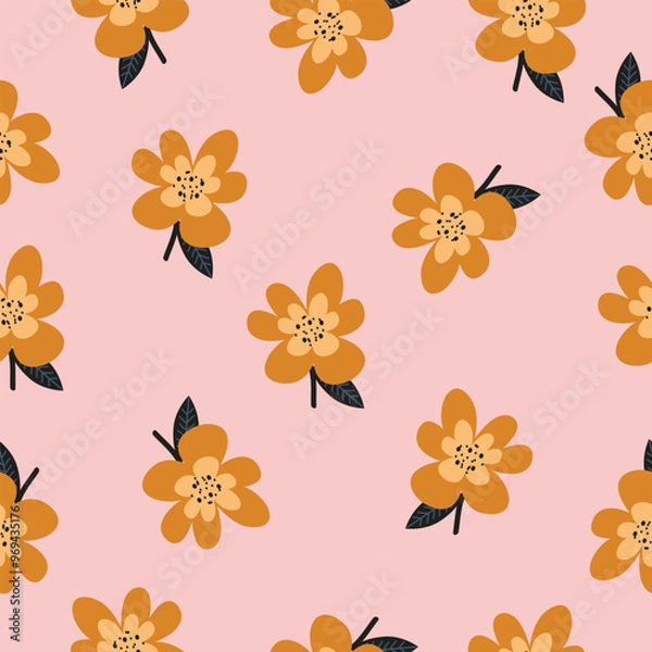 Fototapeta Seamless floral pattern textile vector background