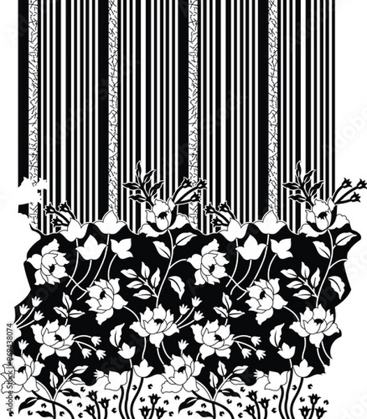 Obraz Flower and line Design Pattern, background, texture, fabric.