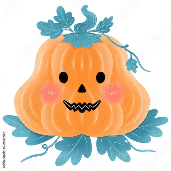 Obraz Happy Halloween collection pumpkins. halloween pumpkin with spooky face