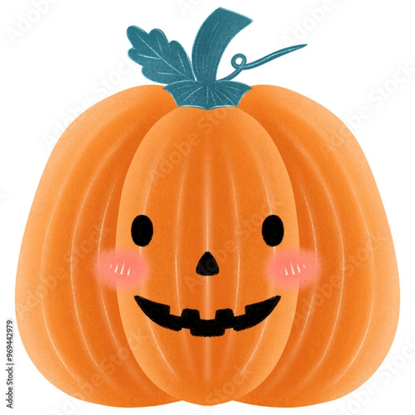 Obraz pumpkin smile face. Collection orange pumpkins with scary spooky smile Halloween.