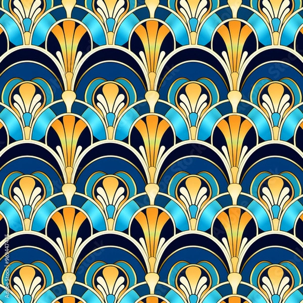 Fototapeta Colorful floral seamless pattern vector illustration for wallpaper design ,tile pattern , Generated By Ai