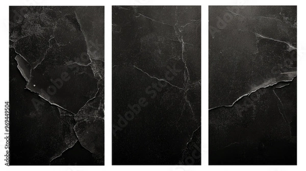 Fototapeta Empty old vintage black scratch torn poster set overlay texture background, Old vintage black scratch torn poster set overlay texture