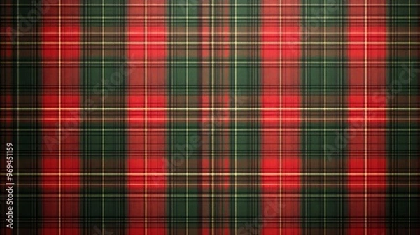 Fototapeta Traditional red and green tartan pattern suitable for festive occasions