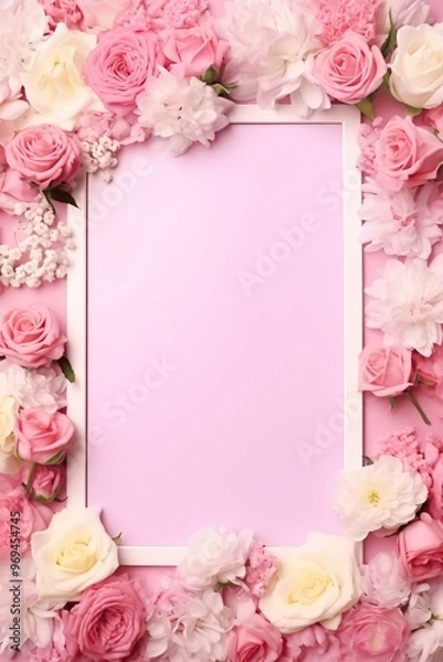 Obraz pink roses and card