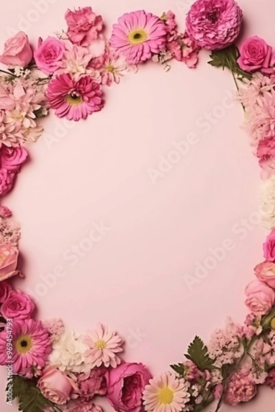 Obraz pink rose frame