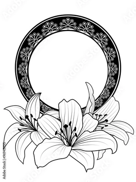 Obraz floral frame with lilies