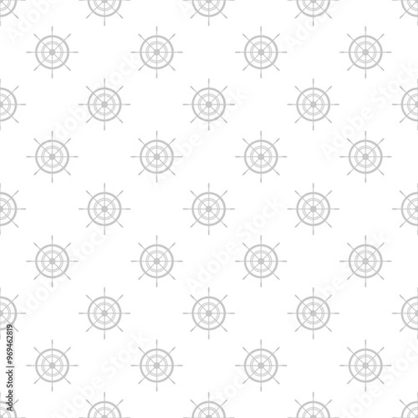 Fototapeta A seamless pattern featuring nautical steering wheels in a light gray color on a white background.