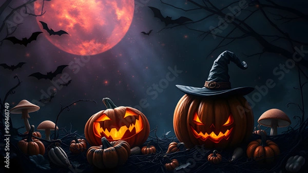 Fototapeta halloween background with pumpkins