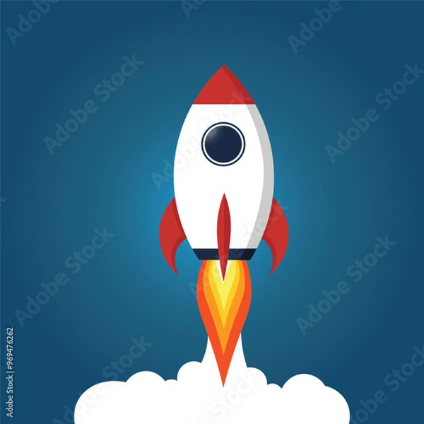 Fototapeta Illustration  of a Rocket Launch, Soaring to New Heights