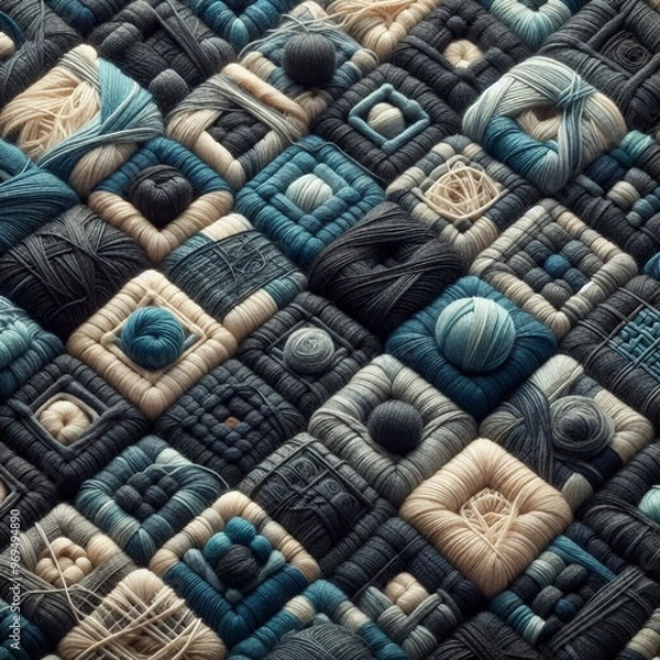 Fototapeta 














Texture en forme carée avec des fils en cotton bleu et blanche.