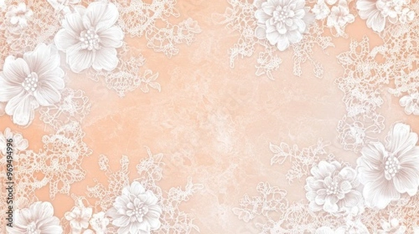 Obraz A seamless background of delicate lace patterns in white on a soft pastel background, offering a romantic, elegant design.