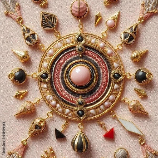 Fototapeta Texture tissu en lin avec bijou .