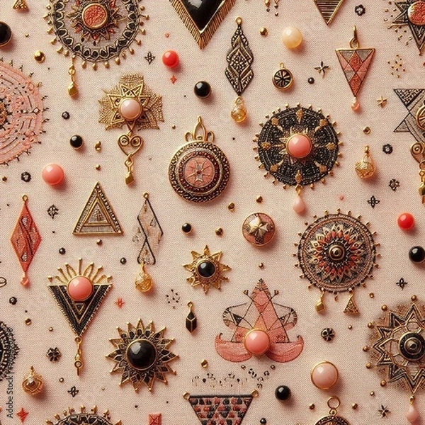 Fototapeta texture rose sur tissu en lin avec des bijoux convient bien pour crée une page web pour Bijoux.