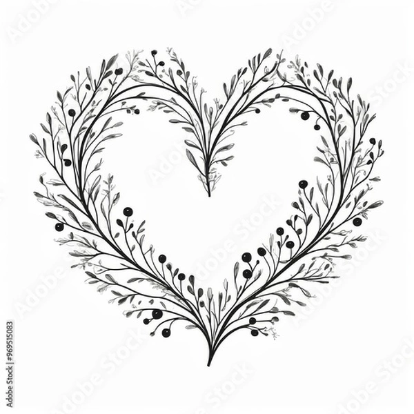 Obraz Heart Shaped Floral Design with Berries