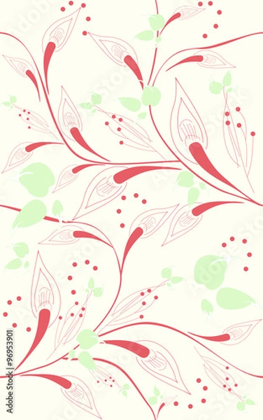 Fototapeta Seamless pattern with beautiful flowers
