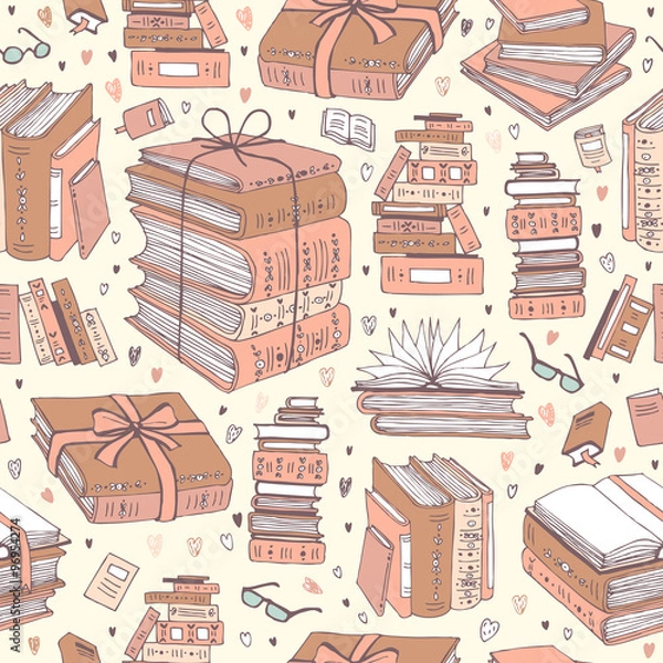 Obraz vector hand drawn seamless pattern with books