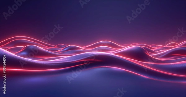 Fototapeta Generative AI A minimalist and simple wallpaper with cool wave lines and calming colors, Simply minimalist modern background, cool abstract wave with neon color background, cool neon background	