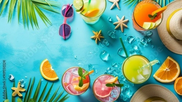 Fototapeta Refreshing Summer Cocktails with Citrus Fruits and Mint