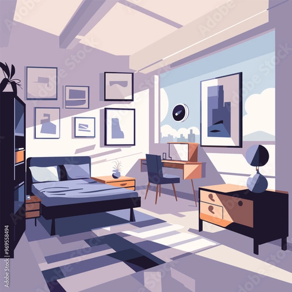 Fototapeta modern bedroom illustration