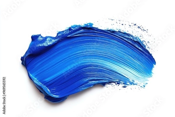 Fototapeta Blue paint stroke on white background. Perfect for creative design projects.