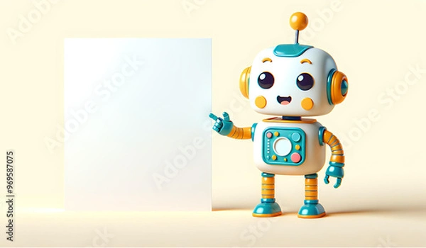 Obraz robot pointing at a space