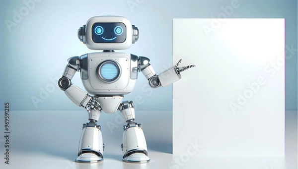 Obraz robot pointing at a space