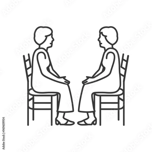 Fototapeta Two People Sitting Opposite Each Other on Chairs