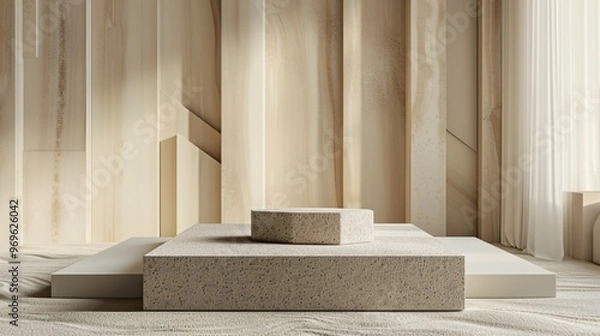 Obraz stone podium on geometric abstract background