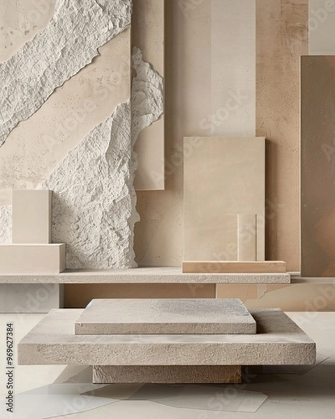 Obraz stone podium on geometric abstract background