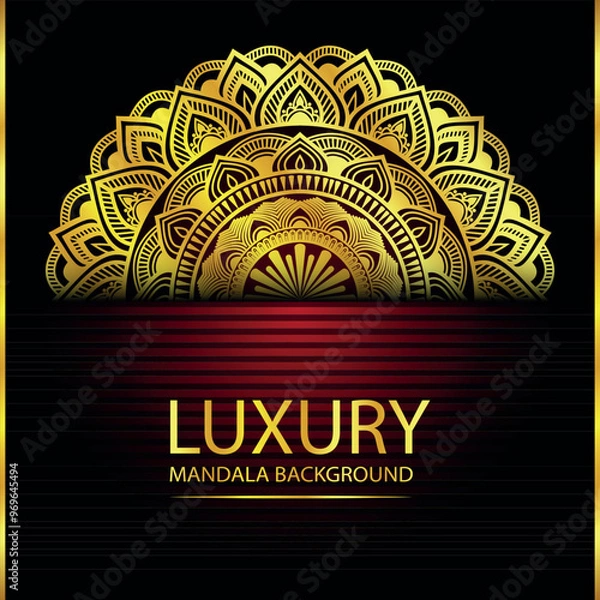 Fototapeta Abstract golden pattern east style with Luxury mandala background  design