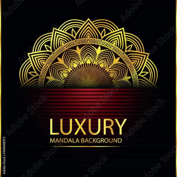 Fototapeta Abstract golden pattern east style with Luxury mandala background  design